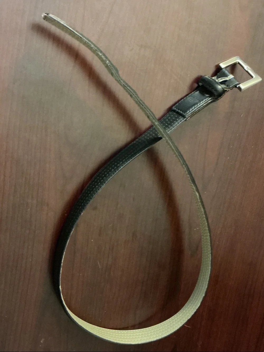 Fossil Slim Reversible Black and Tan Leather Belt with Silver Buckle